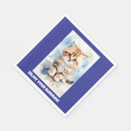 青い猫の画像テキスト スタンダードランチョンナプキン