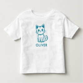 青い猫の誕生日パーティー カスタムカラーキットン トドラーTシャツ