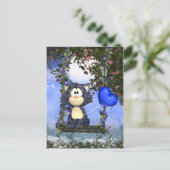 青い猫はがき、かわいいポストカード ポストカード (スタンド正面)