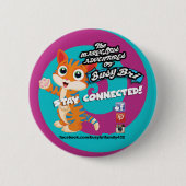 青い猫ボタン 缶バッジ (正面)