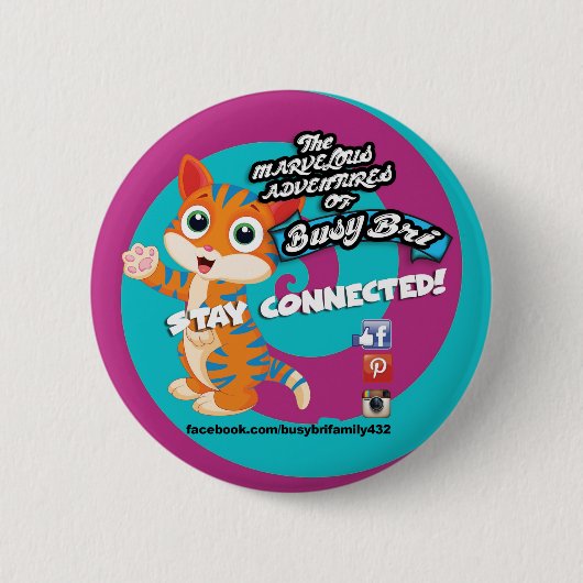 青い猫ボタン 缶バッジ (正面)