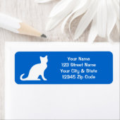 青い猫ラベルとカスタム差出人住所 ラベル (インサイチュ)