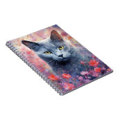 青い猫ロシアのカラフルの水のアートワーク ノートブック (右側)