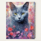 青い猫ロシアのカラフルの水のアートワーク プランナー手帳 (裏面)