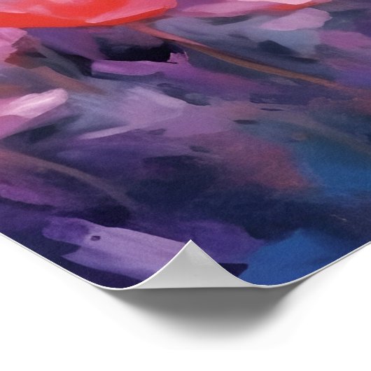 青い猫ロシアのカラフルの水のアートワーク ポスター (角)