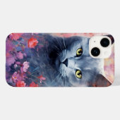 青い猫ロシアのカラフルの水のアートワーク Case-Mate iPhoneケース (裏面 (横))