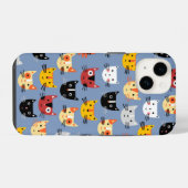 青い猫模様 iPhoneケース (裏面横)