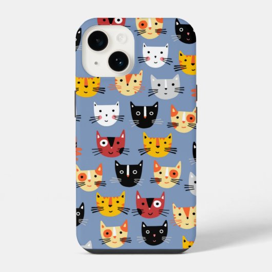青い猫模様 iPhoneケース (裏面)