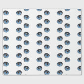 青い猫目のパターン ラッピングペーパー (フラット)