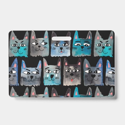 青い猫 バッジ (正面)
