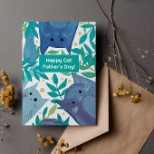 青い猫 & 枝 ハッピーキャットファーザーズデー シーズンカード