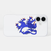 青い獅子ランパント iPhone 16ケース (裏面横)