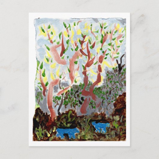 青い獣とタイプはがき付きの森 ポストカード (正面)