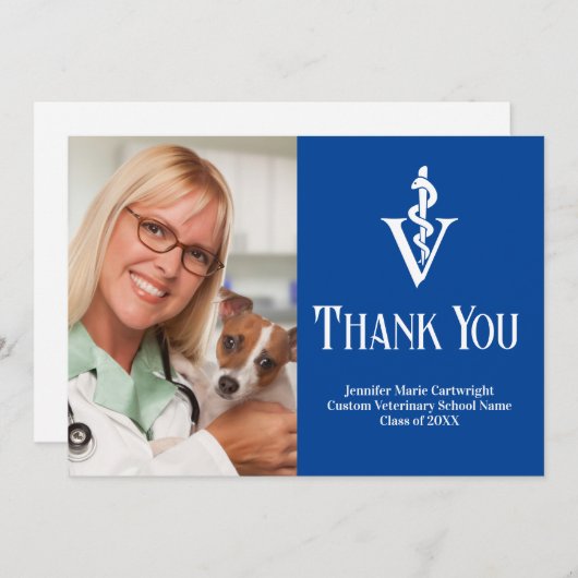 青い獣医オフィスの写真カスタマイズ可能 サンキューカード (正面/裏面)
