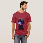 青い王冠をかぶったゴシック調の男性アニメの王様 Tシャツ (正面フル)