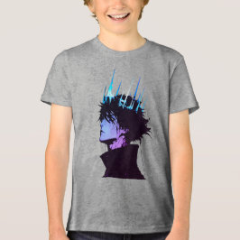 青い王冠をかぶったゴシック調の男性アニメポートレート トライブレンドTシャツ