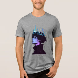 青い王冠をかぶったゴシック調の男性アニメポートレート トライブレンドTシャツ