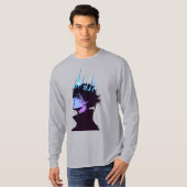 青い王冠をかぶったゴシック風の男性アニメの王様 Tシャツ (正面フル)