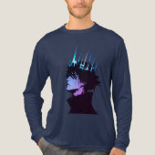 青い王冠をかぶったゴシック風の男性アニメの王 トライブレンドTシャツ (正面)