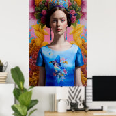 青い王冠カジュアル妃 ポスター (ホームオフィス)