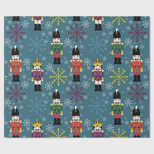 青い王室のなくるみ割りのギフト用包装紙 ラッピングペーパー (フラット)