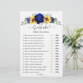 青い王室のひまわりブライダルシャワーゲーム誰を推測 (スタンド正面)