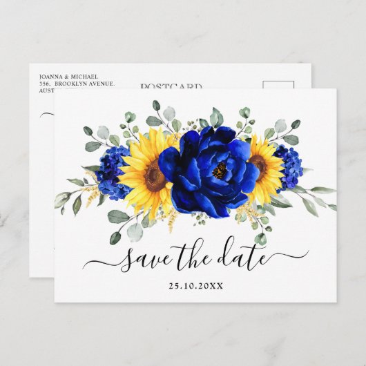 青い王室のひまモダンわり保存日 ポストカード (正面/裏面)