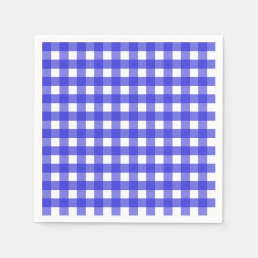 青い王室のギンガ スタンダードカクテルナプキン (正面)