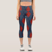 青い王室のクリアーガイルスマスパターン カプリレギンス (正面)