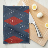 青い王室のクリアーガイルスマスパターン キッチンタオル (四つ折り)