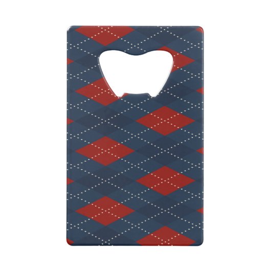 青い王室のクリアーガイルスマスパターン クレジットカード栓抜き (正面)