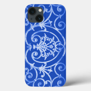 青い王室のスクロールワークパターンCase-Mate iPhone cas 13ケース