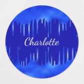 青い王室のドリップネーム女の子 ラベル (デザイン2)