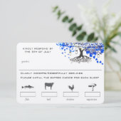 青い王室のハートリーフツリーMason Jarメニューの選択肢 出欠カード (スタンド正面)