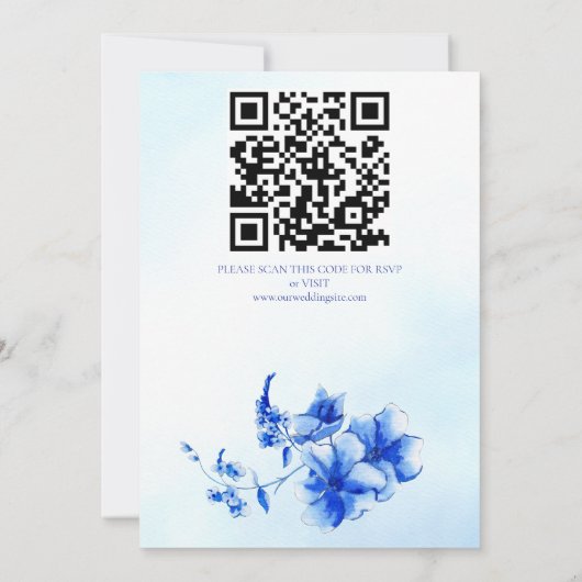 青い王室のビクトリアンクジャクの結婚式 招待状 (裏面)