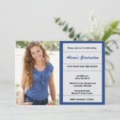 青い王室の写真の卒業記念パーティー 招待状 (スタンド正面)