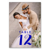 青い王室の写真モダン結婚式の披露宴 テーブルナンバー (裏面)