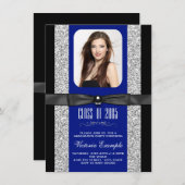 青い王室の卒業発表 招待状 (正面/裏面)