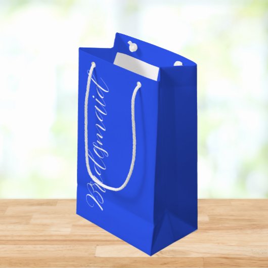 青い王室の様式化されたスクリプ結婚トの花嫁 スモールペーパーバッグ