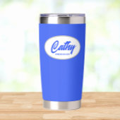 青い王室の様式化した結婚つば付き娘 保温保冷タンブラー