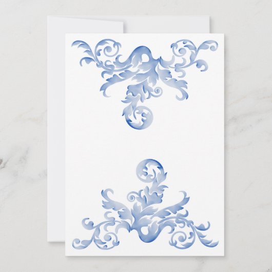 青い王室の水の色が華やかなリハーサルディナー 招待状 (裏面)