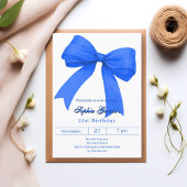 青い王室の白い弓の誕生日 招待状
