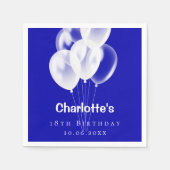 青い王室の白い気球の誕生日パーティー スタンダードカクテルナプキン (正面)