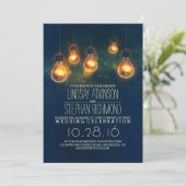 青い王室の素朴な照明結婚式招待状 招待状 (スタンド正面)