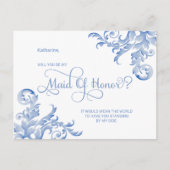 青い王室の花飾りがお前のメイド・オブ・オーナー（花嫁付き添い人）だ インビテーションポストカード (正面)