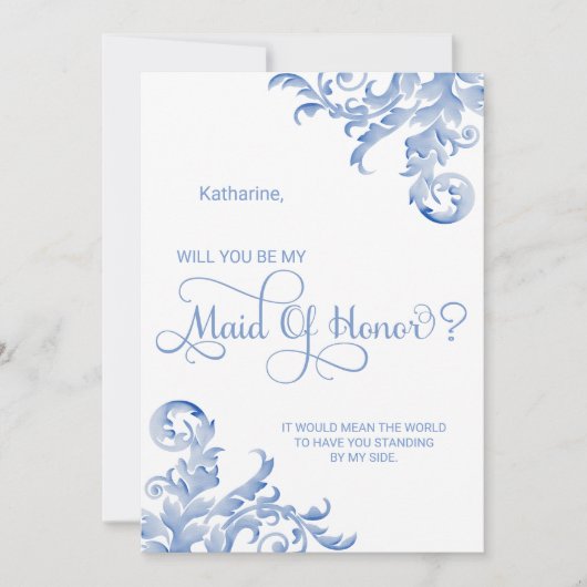 青い王室の花飾りがお前のメイド・オブ・オーナー（花嫁付き添い人）だ 招待状 (正面)
