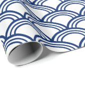 青い王室の青海波の柄 ラッピングペーパー (ロールコーナー)