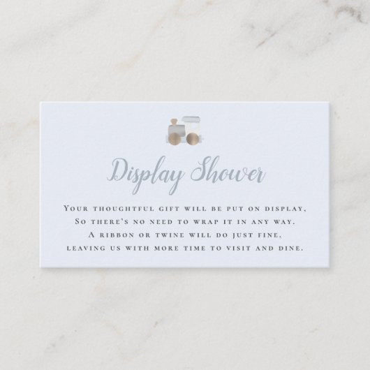 青い玩具列車表示シャワー エンクロージャーカード (正面)