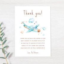 青い玩具飛行機男の子の赤ちゃんシャワー