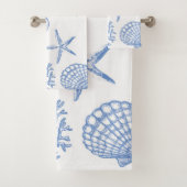青い珊瑚および貝殻の浴室タオルセット バスタオルセット (インサイチュ)